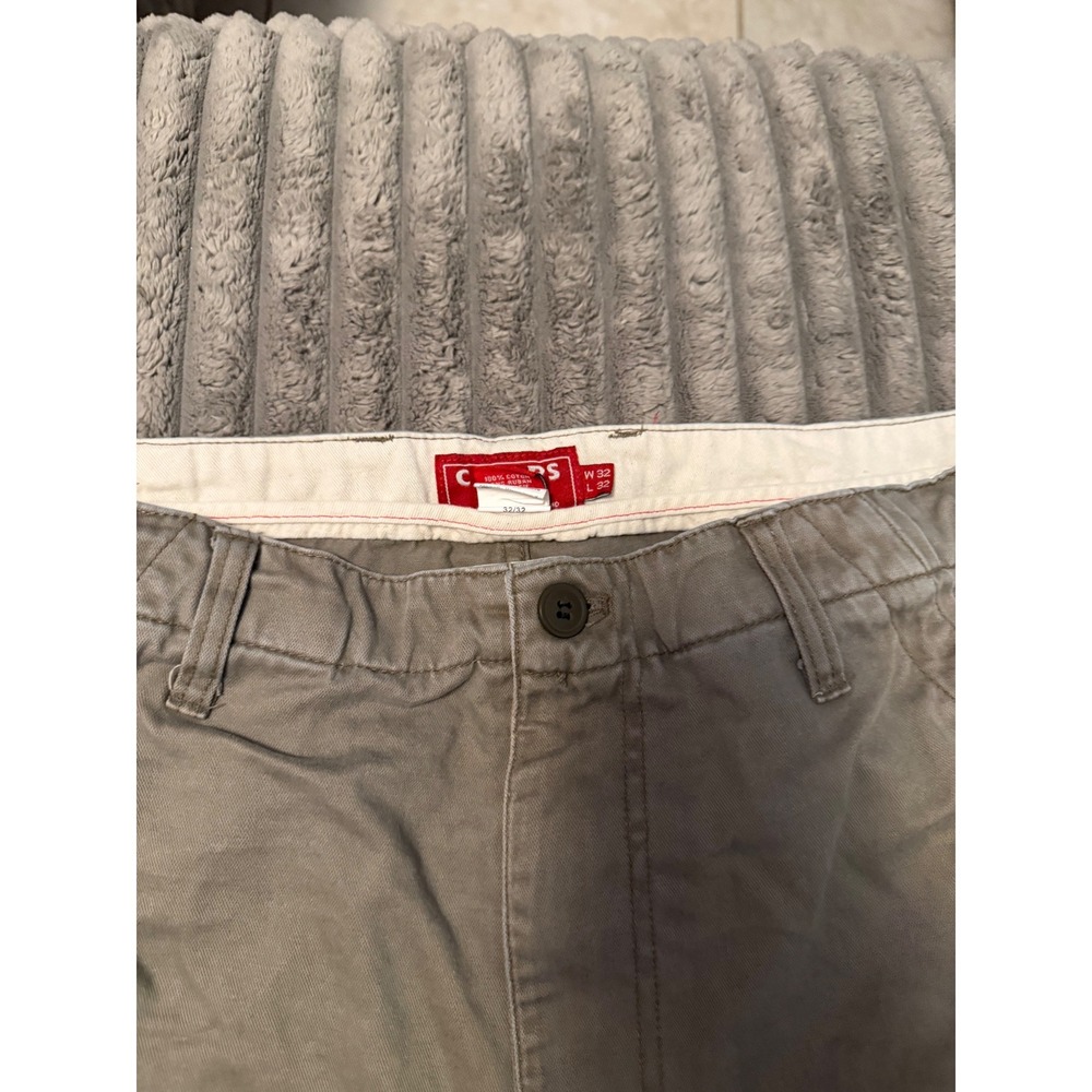 Chaps Mens Khaki Tan Cotton Cargo Pants Straight Leg 32x32 Utility Workwear - Picture 2 of 7